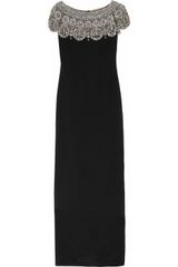 Marchesa Embellished Silk-crepe Column Gown