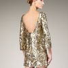 Marchesa Couture Sequined Shift Dress in Gold - Lyst