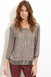 Parker Sequin Open Back Blouse - Lyst