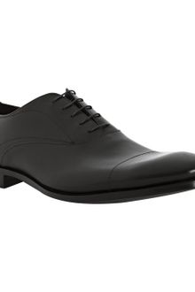 Prada Black Leather Seamed Cap Toe Oxfords - Lyst