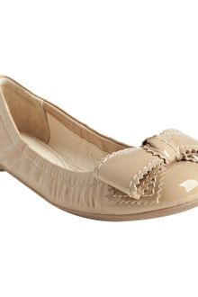 Prada Nude Patent Leather Bow Flats - Lyst