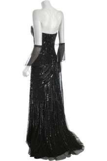 Alberto Makali Black Sequin Jeweled Strapless Gown - Lyst
