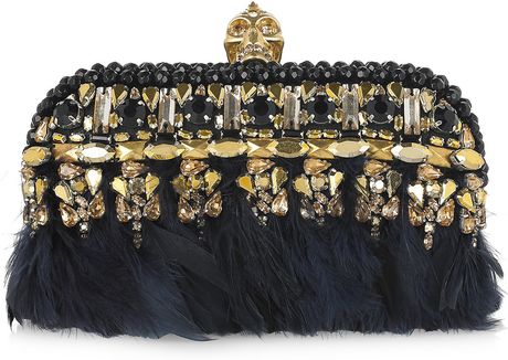 Alexander Mcqueen Punk Embellished Leather Box Clutch in Black - Lyst