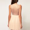 Asos Collection Asos Party Dress in Mesh in Gold (champagne) - Lyst