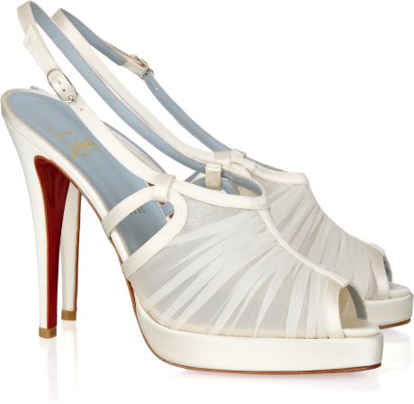 Christian Louboutin Armina 120 Gatheredchiffon Sandals in White (cream) - Lyst