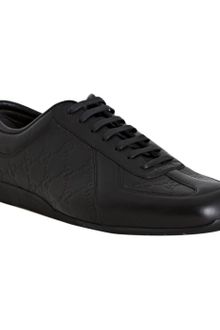 Gucci Black Ssima Leather Web Striped Sneakers - Lyst