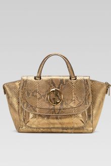 Gucci Medium Top Handle Bag, Oro/champagne Python - Lyst