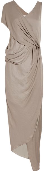 Helmut Lang Orbit Draped Chiffon Maxi Dress - Lyst