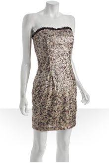 Hoaglund New York Toast Brushstroke Printed Sequin Strapless Dress - Lyst