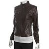 Laundry By Shelli Segal Grey Leather Zip Front Jacket in Gray (grey) - Lyst