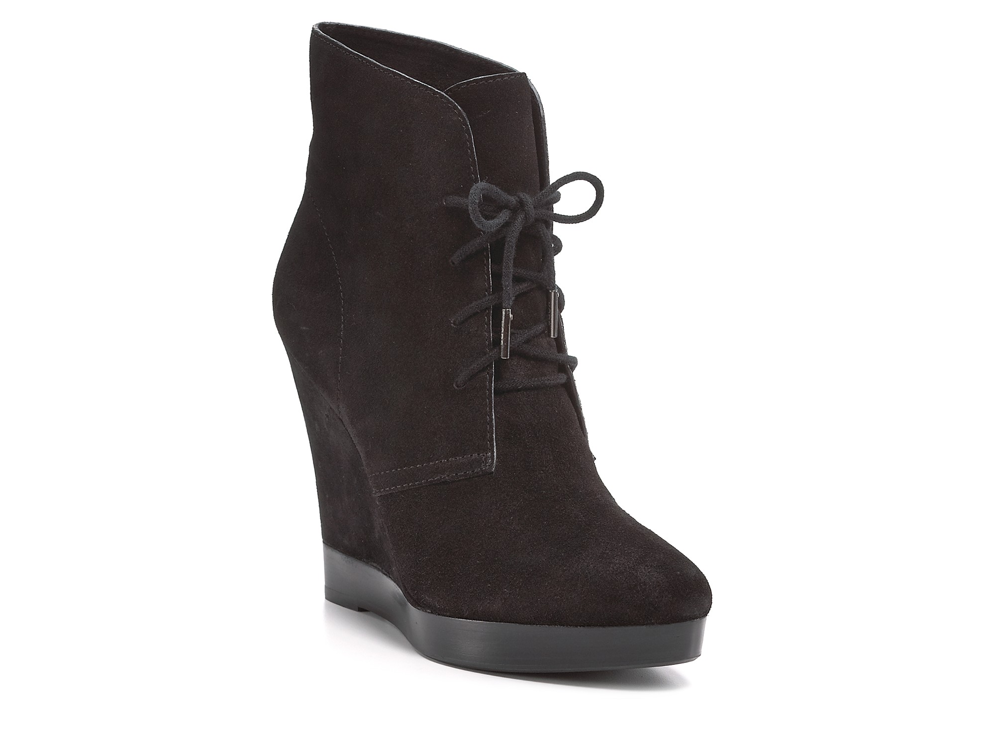 black wedge booties low heel