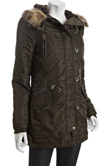 Miss Sixty Army Nylon Faux Fur Trimmed Split Hood Parka - Lyst