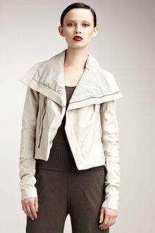 Rick Owens Distressed Leather Jacket, Gray - Lyst