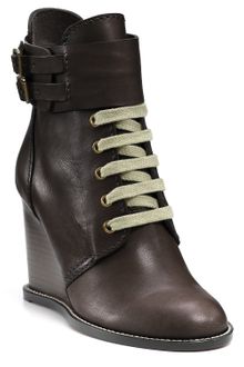 See By Chloé Irlanda Lace Up Wedge Booties - Lyst