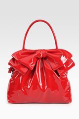 Valentino Double Handle Patent Leather Bow Bag