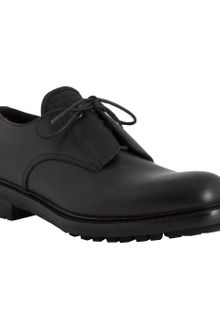 Prada Black Leather Rubber Lug Oxfords - Lyst