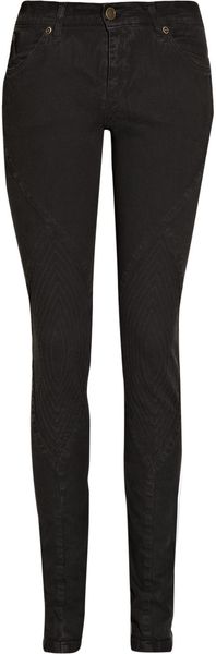 Superfine Superswirl Stitched Midrise Skinny Jeans in Black - Lyst