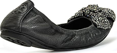 tory burch eddie ballet flat with crystal bow