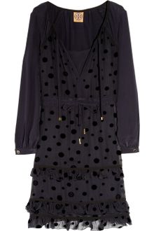 Navy Polka Dress on Red Valentino Polka Dot Velvet Jacquard Dress In Blue Navy Lyst