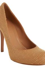 Alexander McQueen Tan Leather Gold Studded Pumps