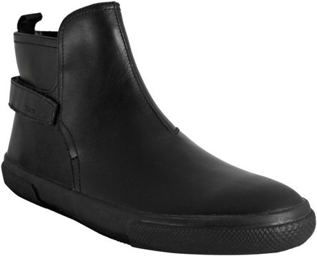Prada Sport Black Leather High Top Lace Less Boots in Black for Men | Lyst