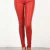 Current/elliott Current/elliott Leather Ankle Skinny in Red - Lyst