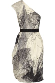 Lela Rose One-shoulder Silk-blend Organza Dress - Lyst