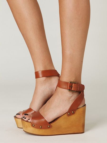 Free People Alisa Ankle Strap Platform in Brown (cuoio) - Lyst