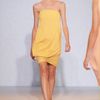 Nicole Farhi Cotton Pique Bustier Dress in Yellow - Lyst