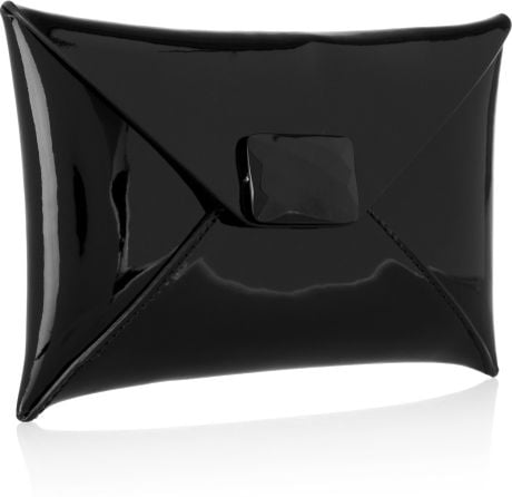 black patent leather envelope clutch