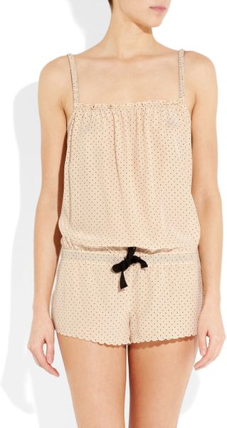Aubin & Wills Hurstdene Polka-dot Silk Pajama Playsuit in Beige (black