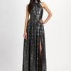 Halston Heritage Diamond Scarf Neck Gown in Black - Lyst