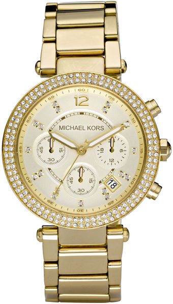 Michael Kors Parker Glitz Watch, Golden - Lyst
