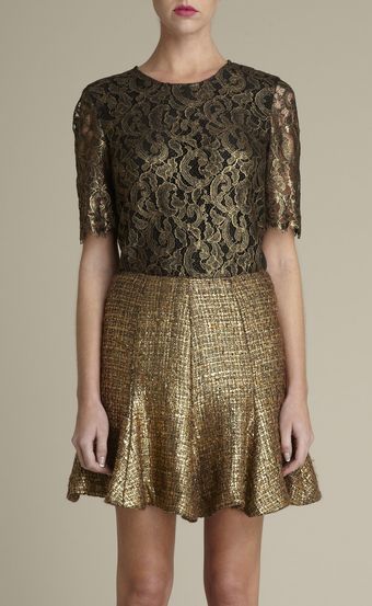 Adam Lippes Metallic Lace Tee - Lyst