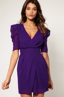 ASOS Collection Asos Cross Over Tulip Dress with Ruched Sleeves - Lyst