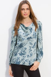 Classiques Entier Drape Neck Printed Silk Blouse - Lyst