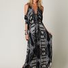Free People Printed Open Shoulder Kaftan in Black (black combo) - Lyst