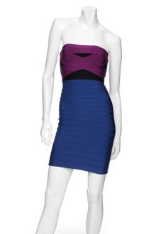 Hervé Léger Colorblock Strapless Bandage Dress: Violet/blue - Lyst