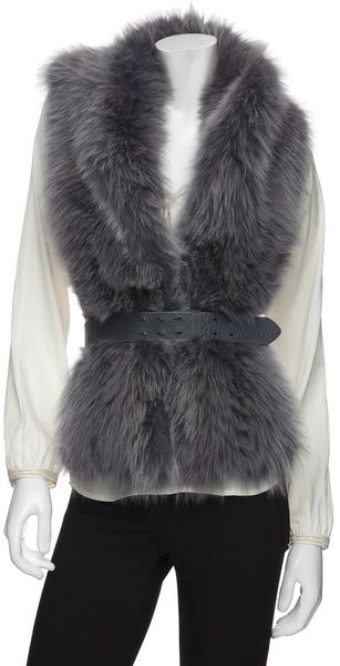 Hockley Belted Merrill Fox Fur Scarf: Grey - Lyst