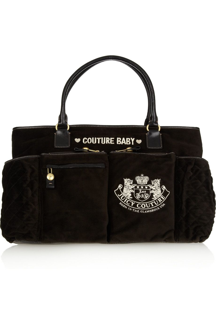 Juicy Couture Baby Bag Velour and Leather Tote in Black Lyst