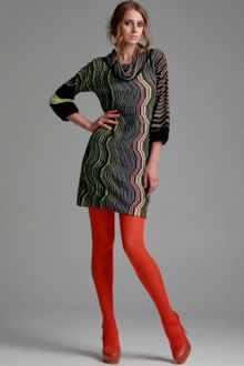 M Missoni Black Greek Stripe Wool Blend Cowl Neck Dress - Lyst