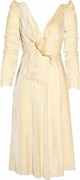 Marc Jacobs Plungefront Velvet Dress in Yellow (marigold) - Lyst