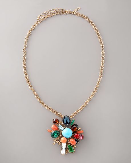 Oscar De La Renta Starburst Brooch/pendant Necklace in Multicolor (multi) - Lyst