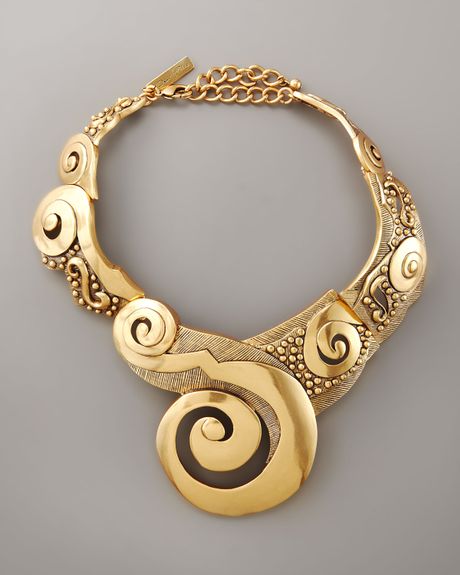 Oscar De La Renta Swirl Collar Necklace in Gold - Lyst