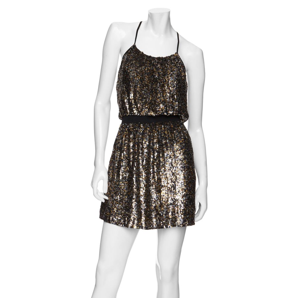 gold sequin halter