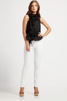 Ralph Lauren Blue Label Linen/silk Ruffle Halter Top - Lyst