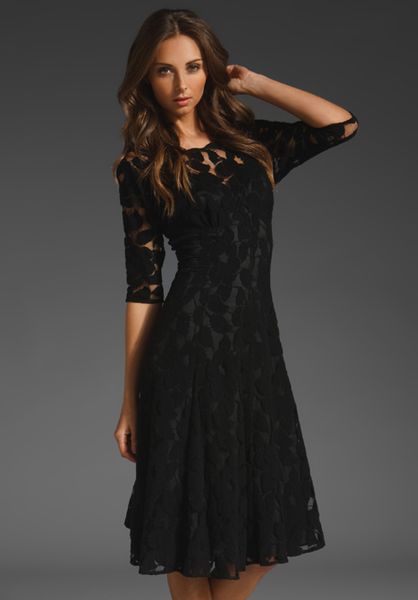 Tracy Reese Flared Dolman Frock Dress in Black | Lyst