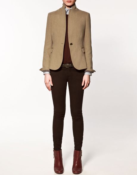 Zara Blazer with Elbow Patches in Beige (camel)