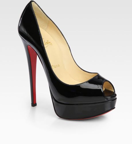 louboutin black patent peep toe