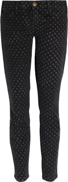 Current/elliott The Stiletto Polkadot Lowrise Jeans in Black - Lyst